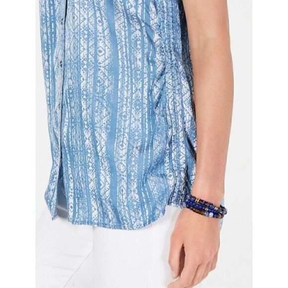 Style‎ & Co Shirt Top Large Blue White Relaxed - Picture 10 of 10